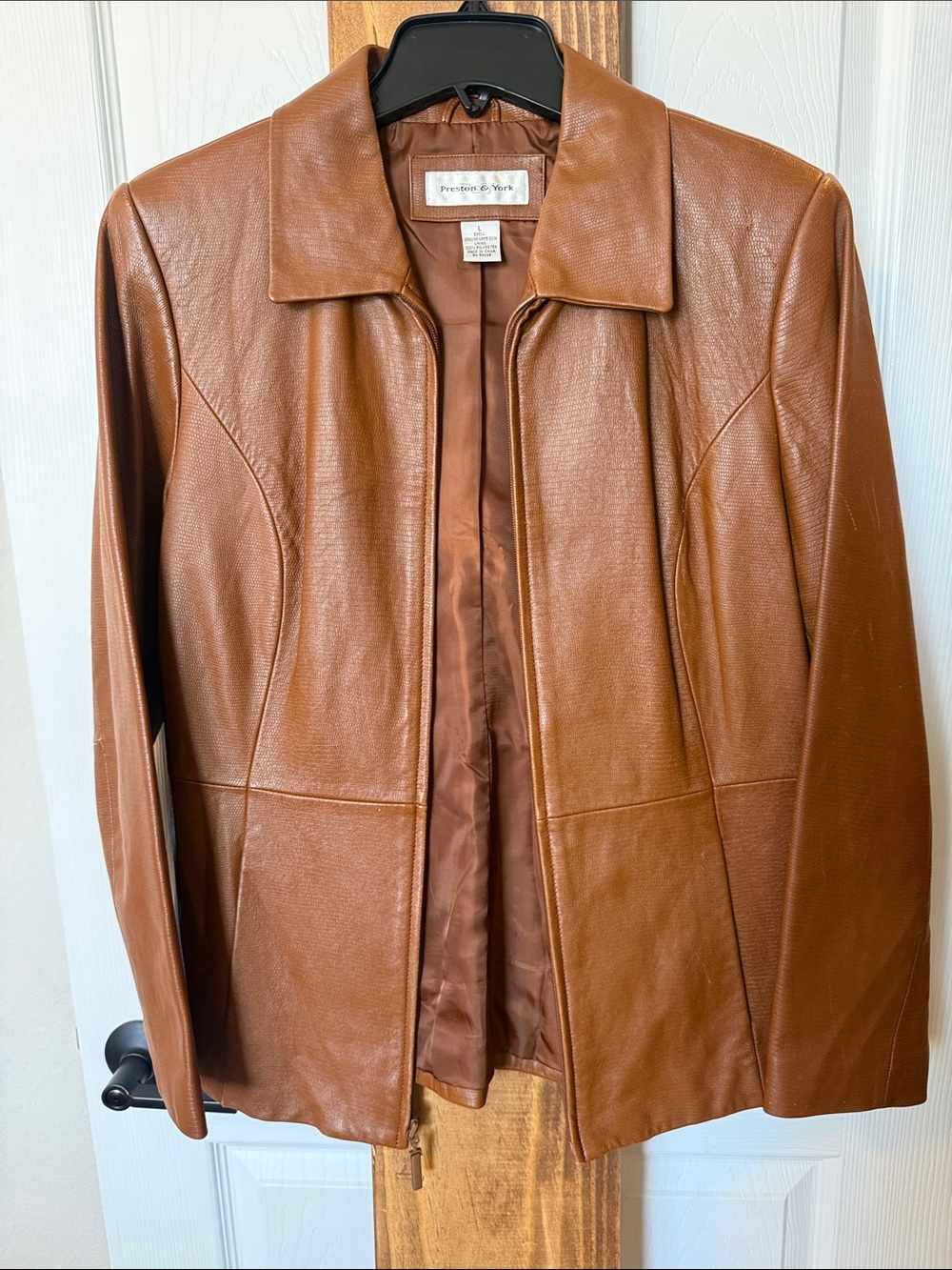 Preston & York Cognac Brown Leather Zip Jacket